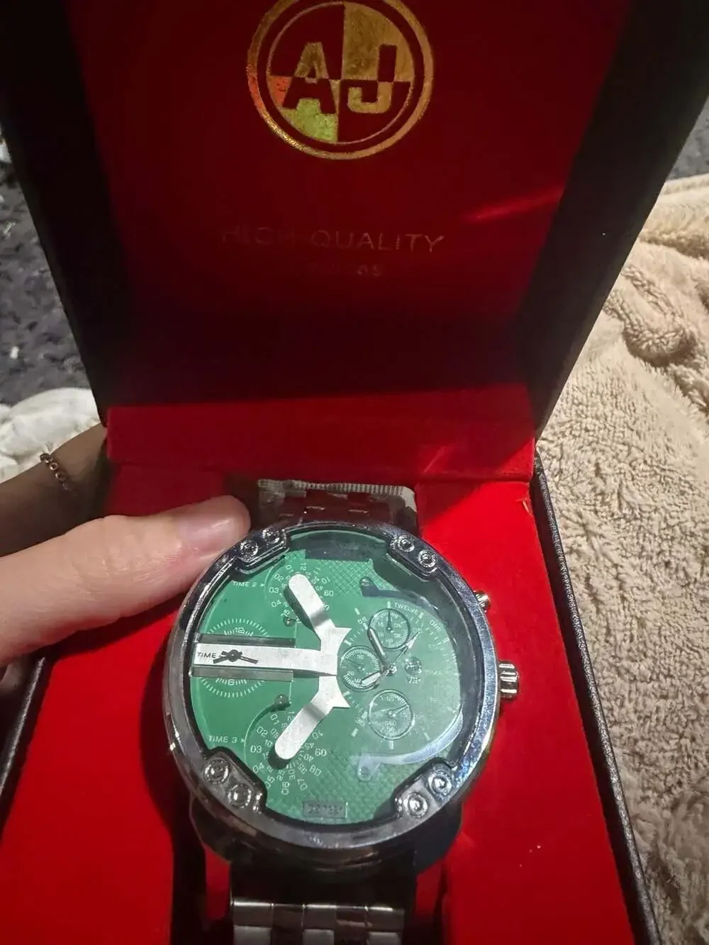 AJ Watches Oversized Chronograph Style Green Dial DZ7331 Tribute Watch